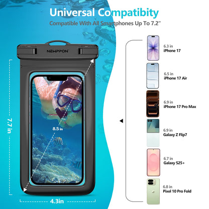 6 Pack 8.5" Waterproof Cell Phone Pouch - Underwater Dry Bag Case Lanyard - Water Proof Clear Holder Protector for iPhone 17 16 15 Pro Max Plus Samsung Galaxy S25 S24 Ultra Note for Beach Swimming