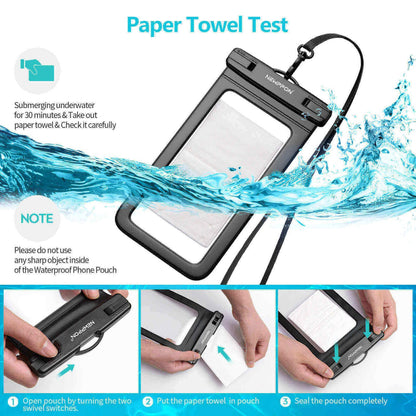 Newppon 4 Pack 8.5“ Waterproof Cell Phone Pouch - Underwater Dry Bag Case Lanyard -Water Proof Clear Holder Protector for iPhone 17 16 Pro Max Plus Air Samsung Galaxy S25 Ultra Note for Beach Swimming