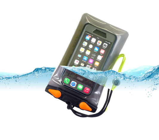 Aquapac Waterproof Large Phone Case, Lanyard, iPhone and Android, Made in the UK, Hiking, Mountain Biking, Running Accessory, Floating, 5 Year Warranty, Eco Friendly, Black