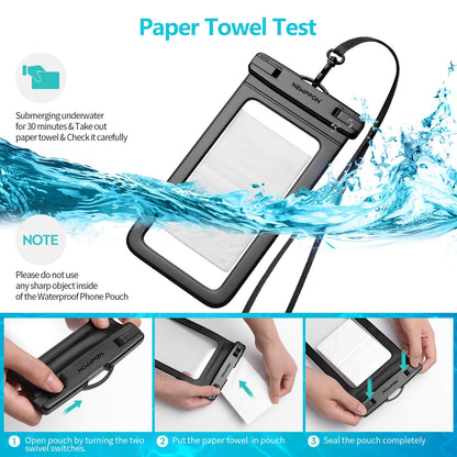 6 Pack 8.5" Waterproof Cell Phone Pouch - Underwater Dry Bag Case Lanyard - Water Proof Clear Holder Protector for iPhone 17 16 15 Pro Max Plus Samsung Galaxy S25 S24 Ultra Note for Beach Swimming