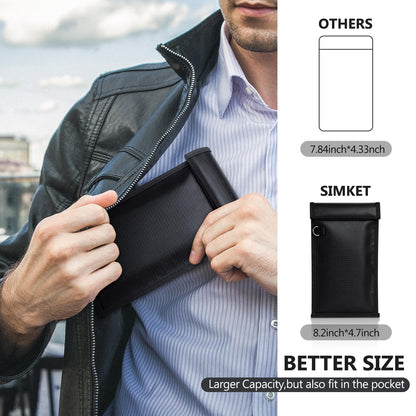 Simket 2 Pack Military Grade Faraday Bags, Fireproof Waterproof Signal Blocking Pouch for Cell Phone & Car Keys, RFID GPS WIFI NFC Blocker, Anti-Tracking Privacy Shielding Pouch for Daily Travel