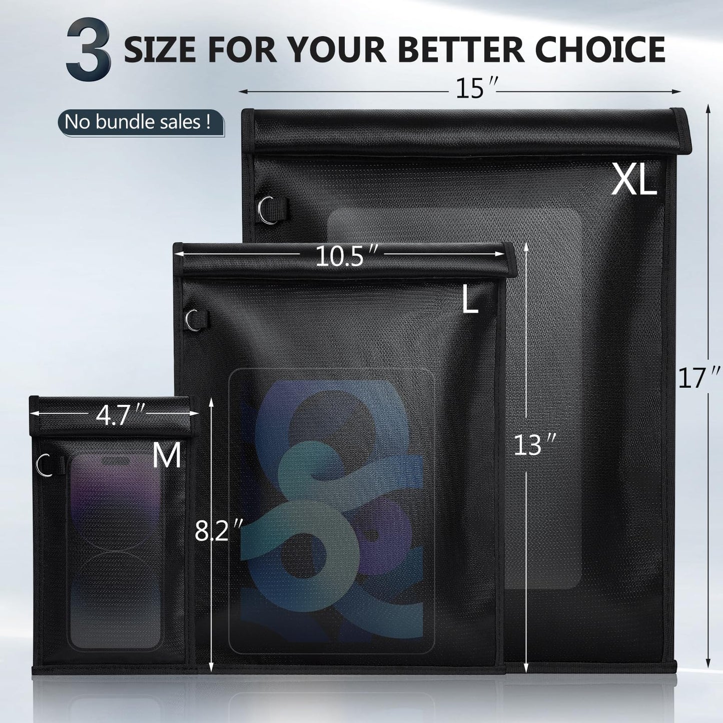 Simket 2 Pack Military Grade Faraday Bags, Fireproof Waterproof Signal Blocking Pouch for Cell Phone & Car Keys, RFID GPS WIFI NFC Blocker, Anti-Tracking Privacy Shielding Pouch for Daily Travel