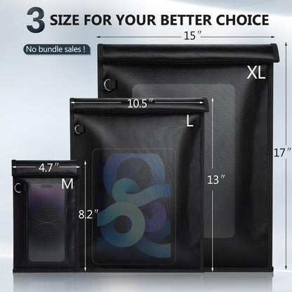 Simket 2 Pack Military Grade Faraday Bags, Fireproof Waterproof Signal Blocking Pouch for Cell Phone & Car Keys, RFID GPS WIFI NFC Blocker, Anti-Tracking Privacy Shielding Pouch for Daily Travel